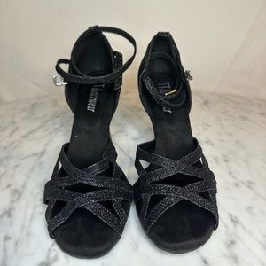 TTdancewear Black Glitter Ballroom Shoes/ New